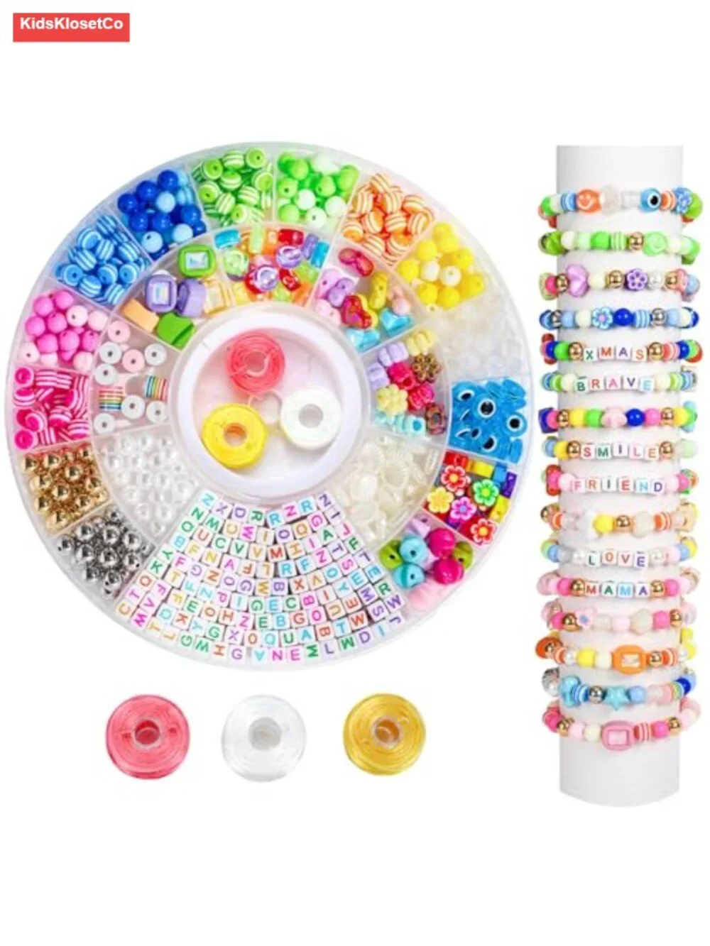 594Pcs DIY Bracelet Making Kit with Letter Flower Heart Beads, Friendship - Picture 1 of 5